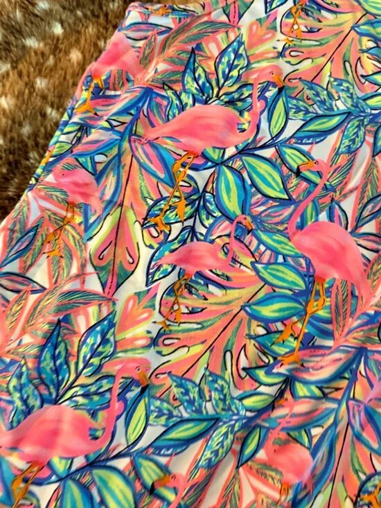 Lulu-B Sleeveless Blouse Bundle L Teal V Neck + Pink Flamingo Tropical - Picture 8 of 9